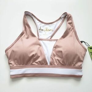 Sam Edelman‎ Tan And White Colorblock Sports Bra